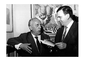 Nr. 323 v. l. n. r.: Karl Amadeus Hartmann und Ulrich Dibelius. München. 1962. Foto: Felicitas Timpe, Archiv Karl Amadeus Hartmann-Gesellschaft © Bayerische Staatsbibliothek